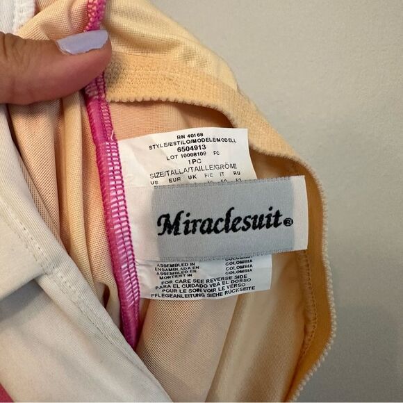 Miraclesuit Swimwear Pink and White Swimsuit - Picture 4 of 5